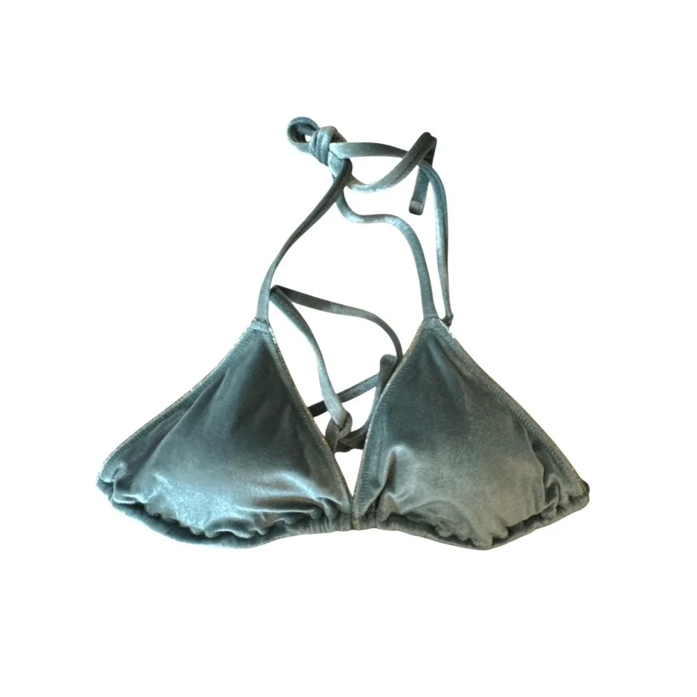 Victoria's Secret & PINK Triangle‎ Bikini Tops Lot 2 Medium Ribbed Sage Velvet